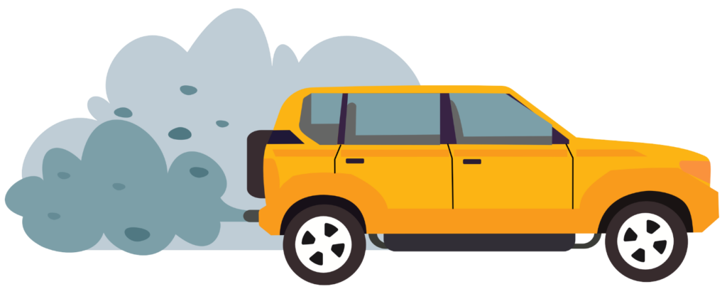 Illustration of chemical energy burning fuel in a car