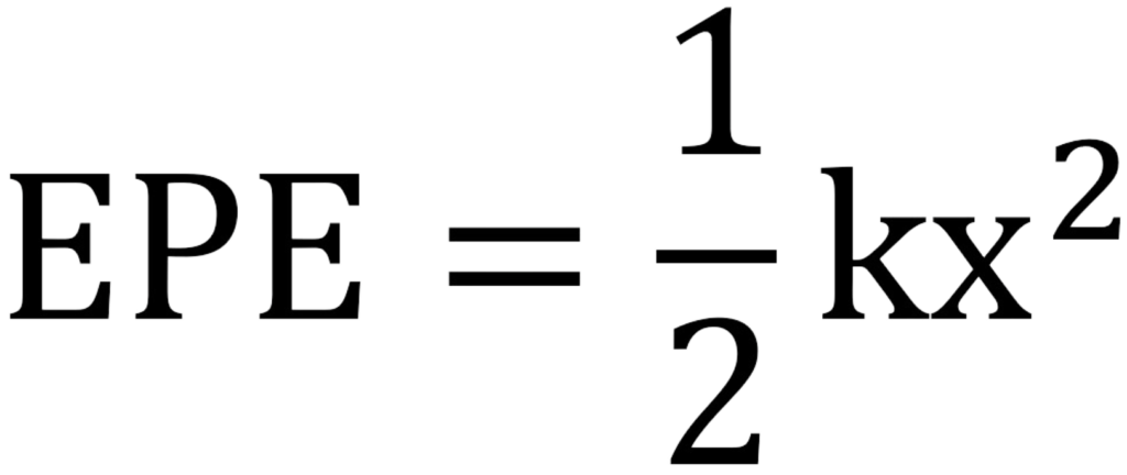 Elastic potential energy formula EPE = 1/2 kx^2