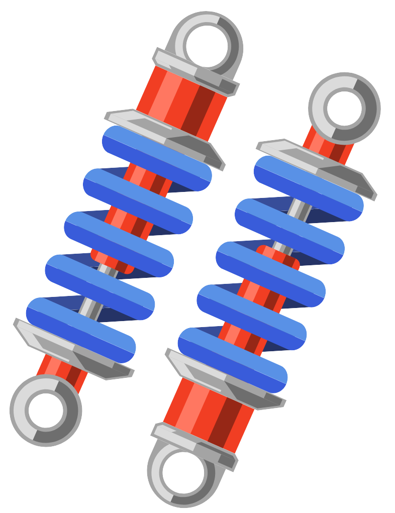 Illustration of shock absorbers in vehicles.