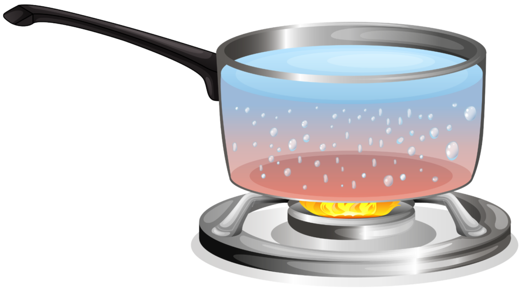 Pot of boiling water to demonstrate thermal energy as a store of energy