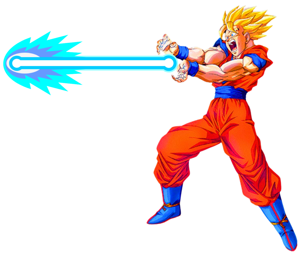 Goku from Dragon Ball Z throwing an energy blast illustrating stores of energy.