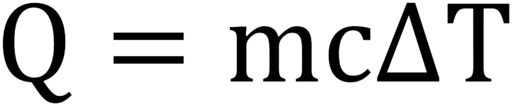 The formula for calculating thermal energy: Q = mcΔT.