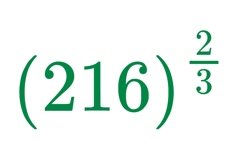 Mathematical representation of 216^(2/3) as a fractional exponent