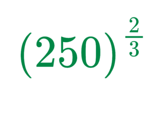 Mathematical representation of 250^(2/3) as a fractional exponent