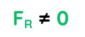 A formula showing the situation where the resultant force (FR) is not equal to zero, indicating an unbalanced force.