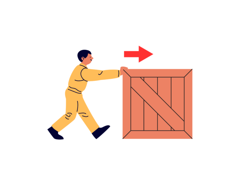 An image illustrating the concept of work in physics, showing a person applying force to move a box, representing work done.