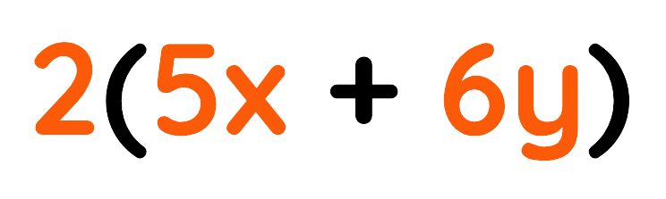 Factorised expression 2 times the bracket of 5x plus 6y