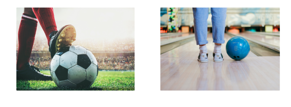 A football and a bowling ball demonstrate the effect of force on objects of different mass.