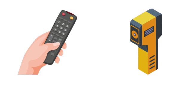Icons depicting a remote control and thermal camera applications for infrared waves