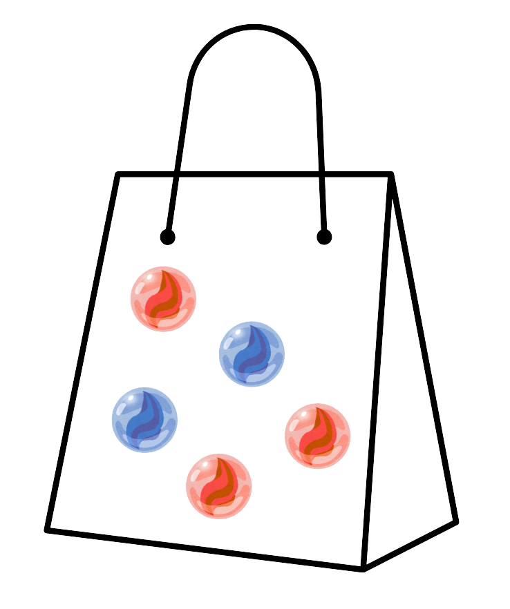 Bag containing red and blue marbles for probability questions in GCSE Maths