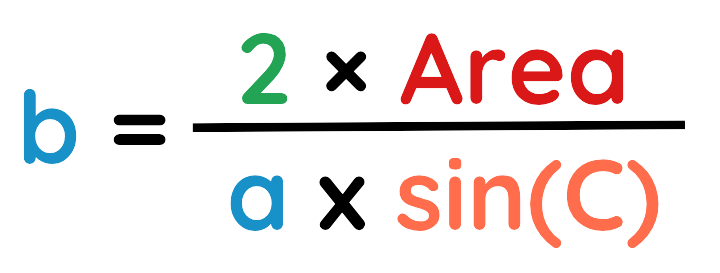 Substitution example calculating missing side using area sine rule formula