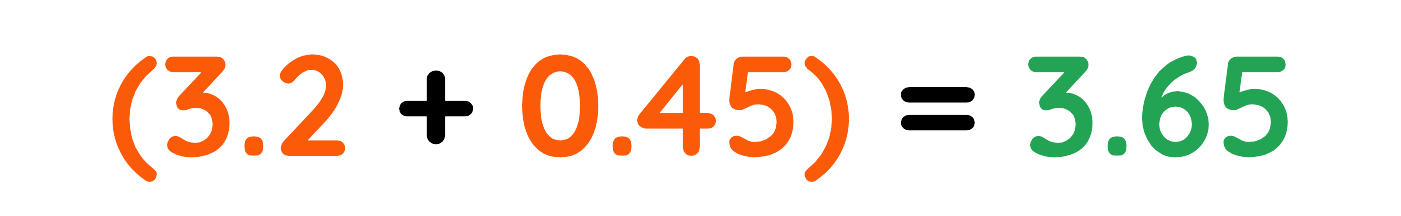 3.2 plus 0.45 in brackets equals 3.65