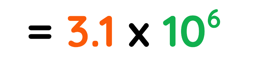 3.1 times 10 to the power of 6