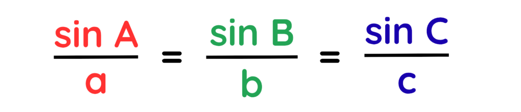 Law of Sine rule formula showing sin A over a equals sin B over b equals sin C over c for triangle calculation
