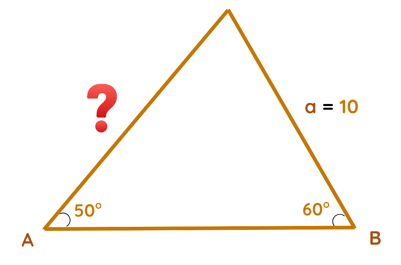 Triangle with two angles and one side given to find missing side using Law of Sines