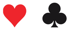 Playing cards showing a Heart and a Club