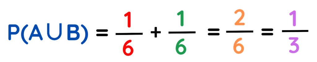 Mutually exclusive events probability addition example GCSE maths.