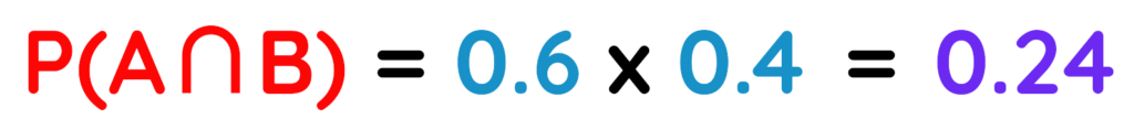 Independent events probability calculation 0.6 times 0.4 equals 0.24 GCSE Maths