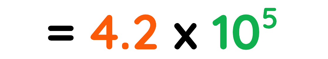 Equals 4.2 multiplied by 10 to the power of 5
