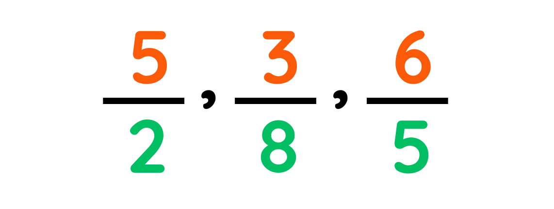 Comparing fractions: 5/2, 3/8, and 6/5