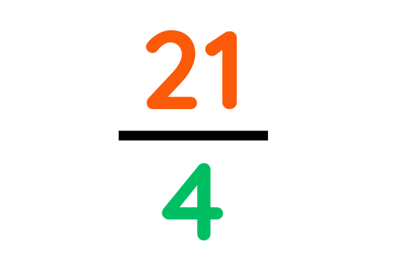 Improper fraction 21 over 4