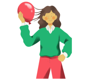 Static electricity experiment with a balloon making hair stand up