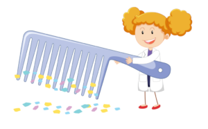 Static electricity experiment using a comb to pick up small pieces of paper