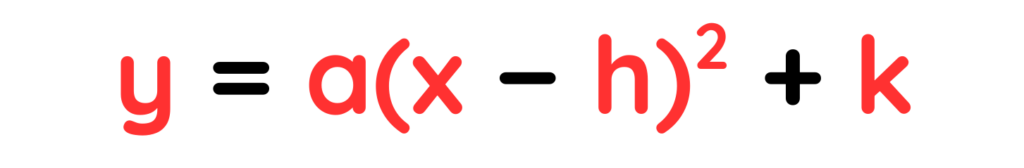 Vertex form of a quadratic y = a(x − h)² + k, used in Completing the Square to identify the turning point of a parabola.