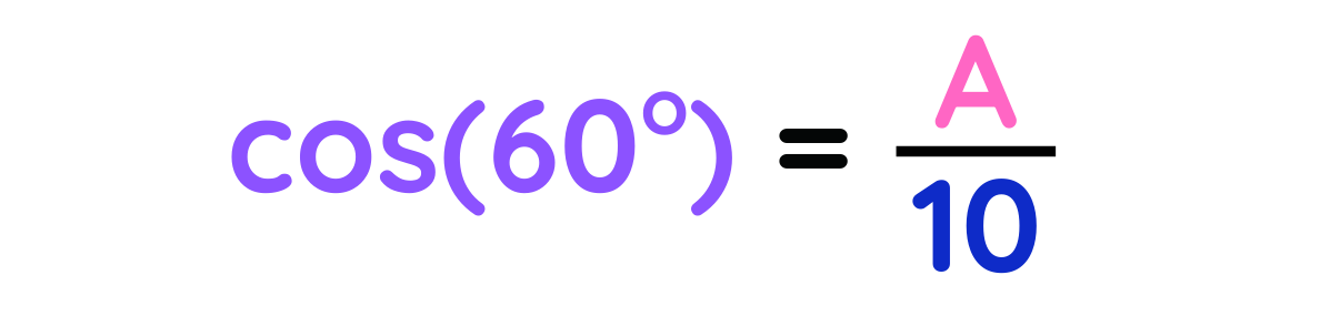 Find the exact value of the trigonometric function cos 60 degrees equals A over 10 representation.