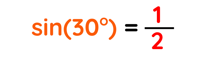 Find the exact value of the trigonometric function sin 30 degrees equals 1 over 2 result shown visually.