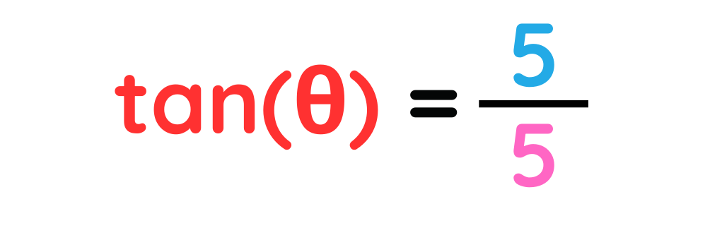 Find the exact value of the trigonometric function showing tan theta equals 5 over 5.