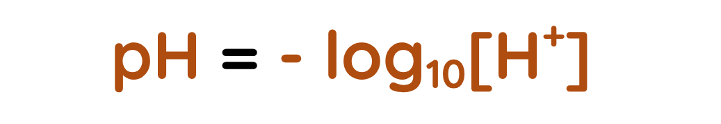 The pH formula showing pH equals negative log of hydrogen ion concentration.