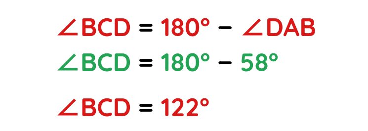 solution for solved example explaining circle theorem of cyclic quadrilateral for gcse maths