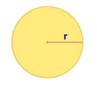 Diagram showing the radius of a circle from the centre to a point on the circumference for GCSE Maths and maths revision.