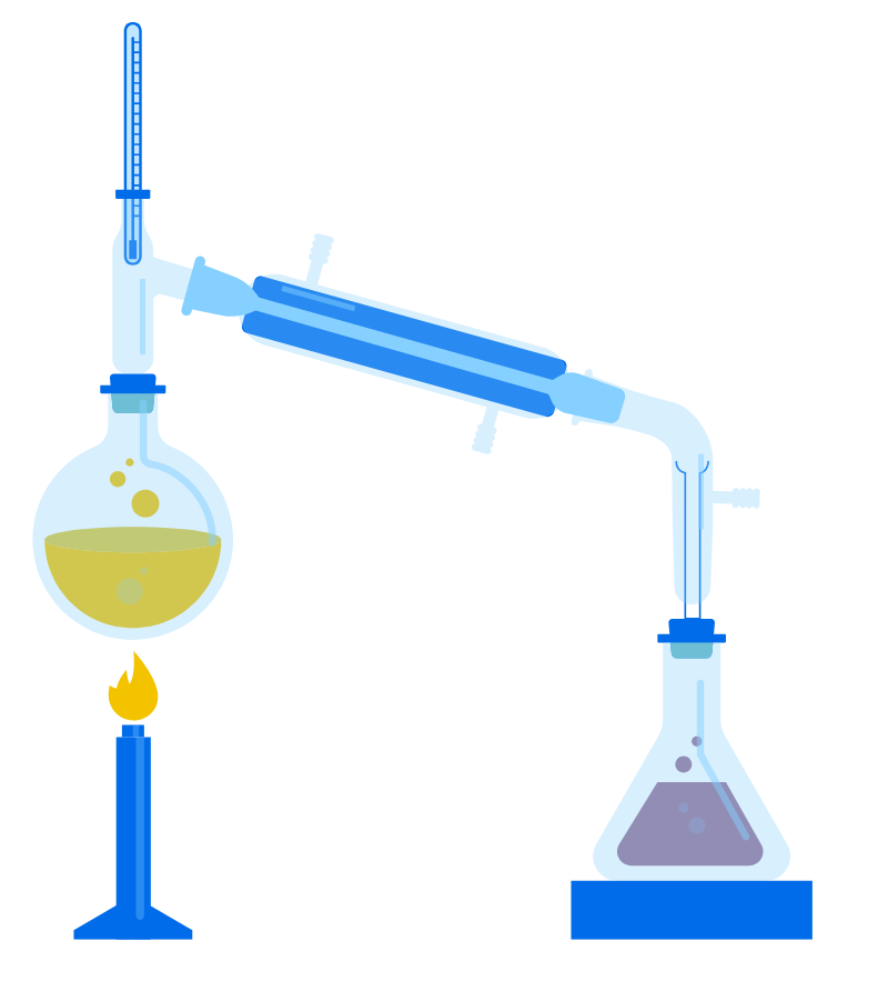 Distillation apparatus used in separating and purifying substances to separate a liquid mixture based on boiling points